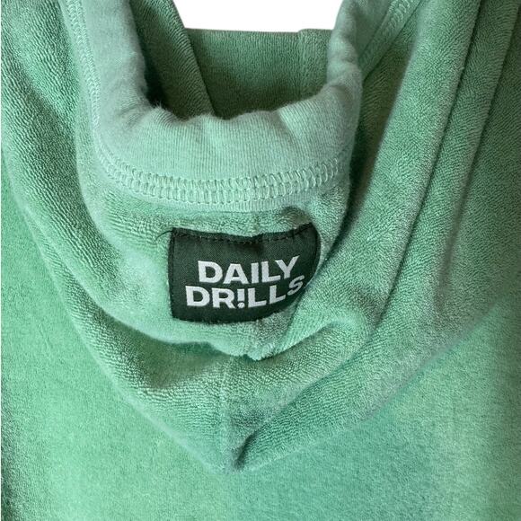 Daily Drills Green Terry Hoodie Dress XS Small Beach Boho Cover Up Casual - Picture 6 of 8